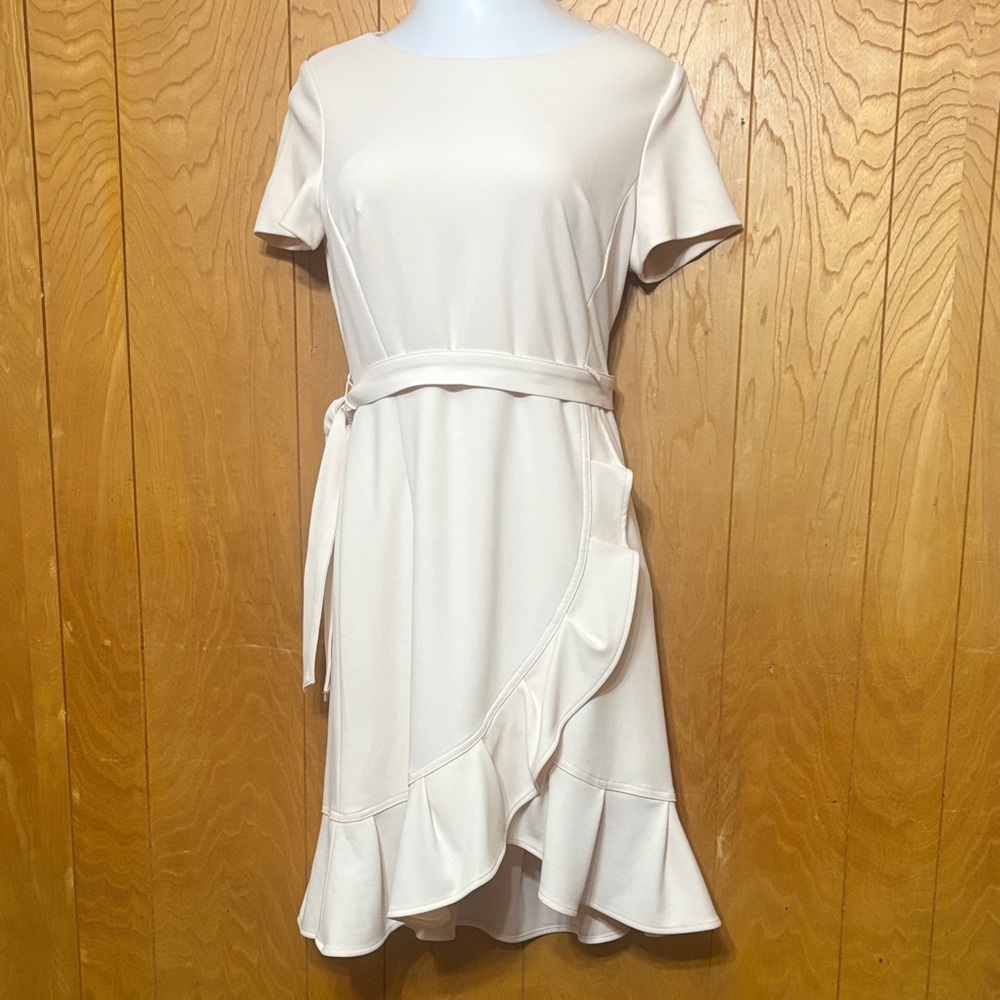 Calvin Klein Cream Asymmetrical Dress